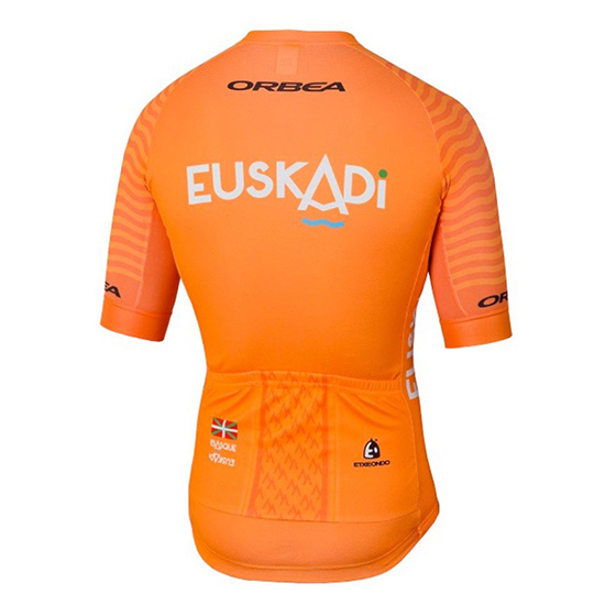 Euskadi Kurzarmtrikot 2018 und Kurze Tragerhose Orange